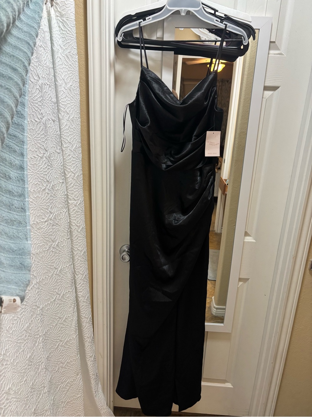 Birdy grey satin black dress. NWT. Small